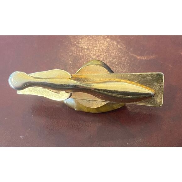 VTG Men's Gold Tone Tie Bar with Polished Stone Accents - Picture 3 of 3